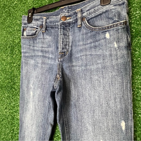 LOFT Womens Boyfriend Jeans Distressed Cotton Size 28 - Picture 2 of 5